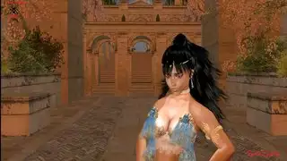 خيال إباحي: راقصة شرقية زرقاء تأخذ قضيبين أسودين كبيرين